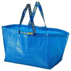 IKEA FRAKTA Large Blue Reusable Folding 19-Gallon Tote Bag New 21" x 14" x 13"